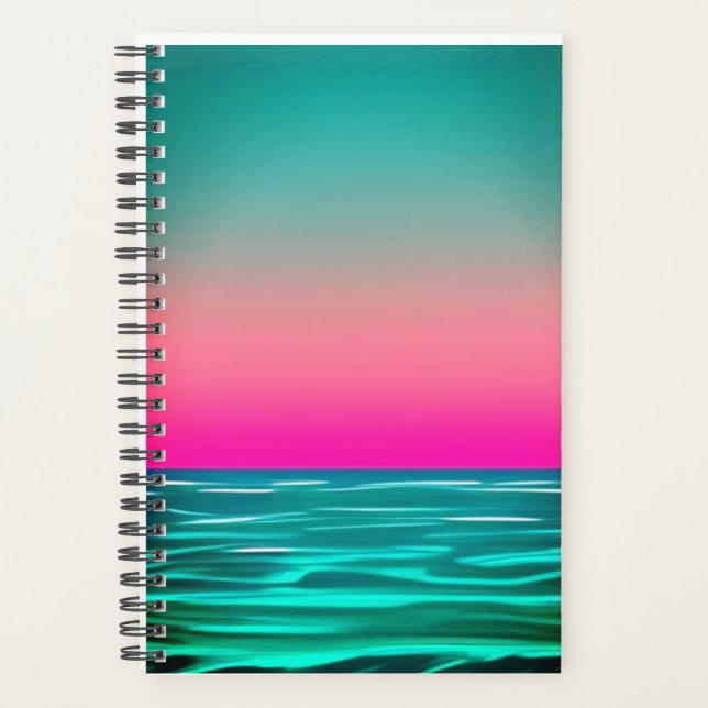 cuaderno de espiral de planificador de playa retro (Anverso)