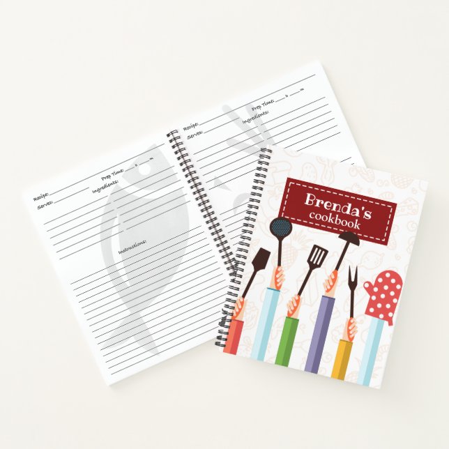 Cuaderno de espiral de recetas de comida para coci (Interior)