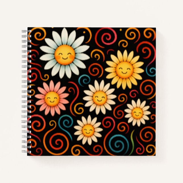 Cuaderno de Espiral de Sonrientes y Swirls Deluxe (Anverso)