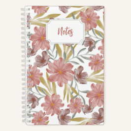 Cuaderno de espiral floral acuarela | diario lindo