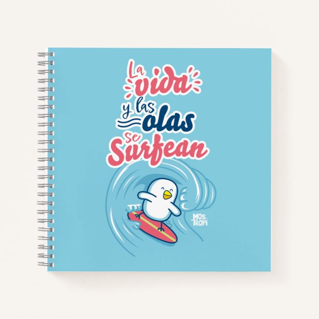 Cuaderno de espiral│La vida y las olas se surfean (Anverso)