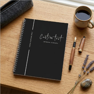 Cuaderno de espiral negro moderno con nombre perso