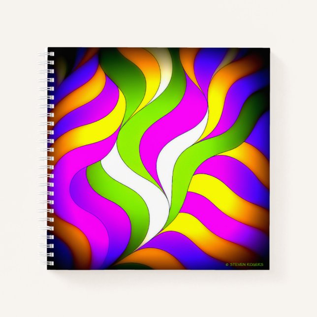 Cuaderno de espiral. Olas de color, páginas de ide (Anverso)