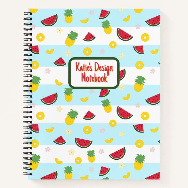 Cuaderno de espiral | Patrón de sandía de piña (Anverso)