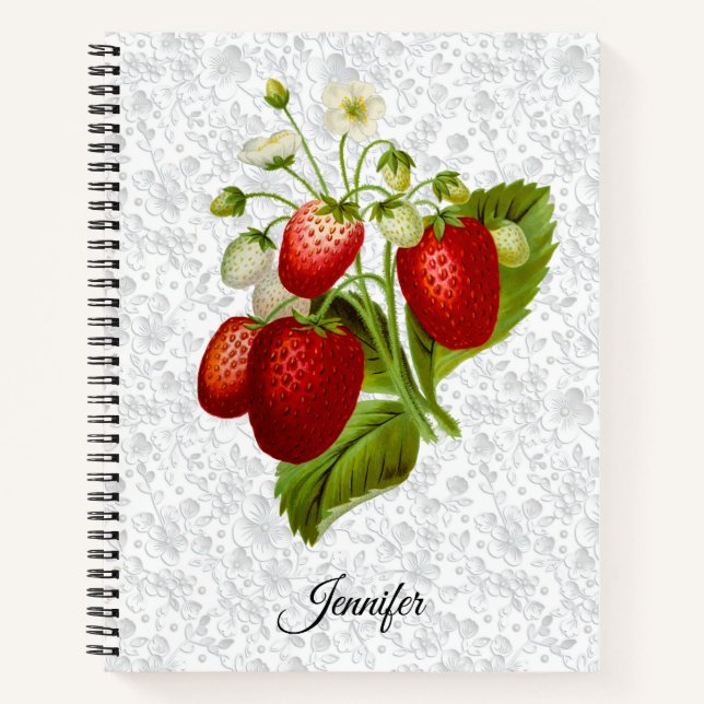 Cuaderno de espiral personalizado de fresa (Anverso)