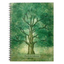 Cuaderno de espiral personalizado de roble acuarel