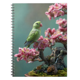 Cuaderno de Espiral Verde Ave y Flores