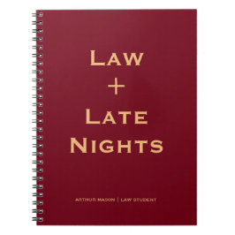 Cuaderno de estudiante de derecho rojo clásico vin