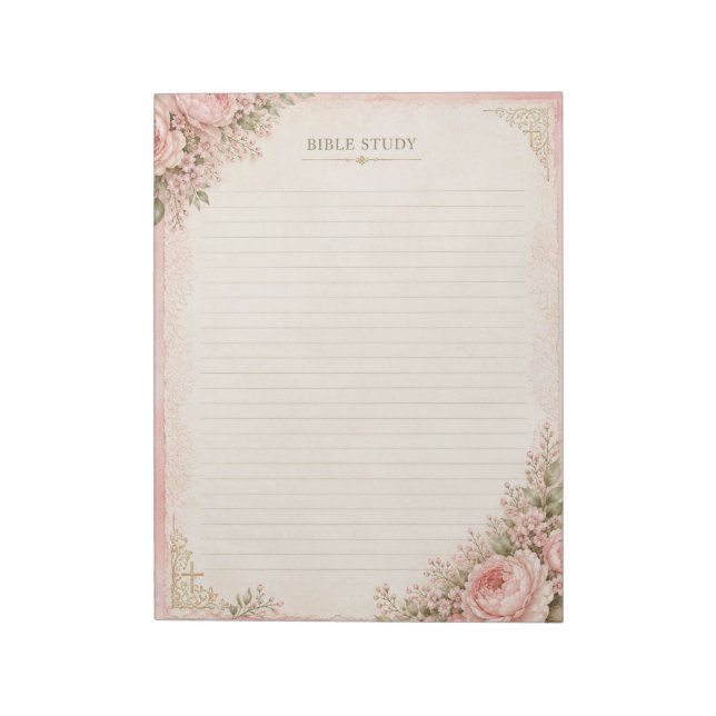 Cuaderno de estudio bíblico floral rosa (Lado Izquierdo)