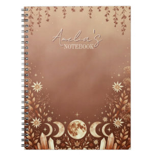Cuaderno de fase lunar celeste de terracota boho