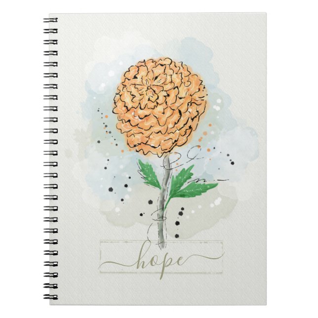 Cuaderno de Flor de Acuarela Naranja Esperanza (Frente)