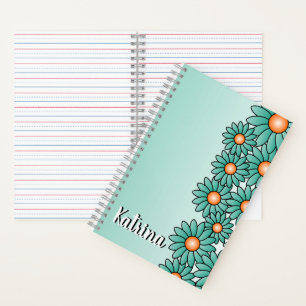 Cuaderno de Flor de Teal para Oficina, Cuaderno Es