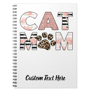 Cuaderno de Floral rosa y Paw Leopard de Cat Mom