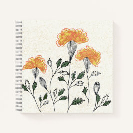 Cuaderno de flores amarillas felices