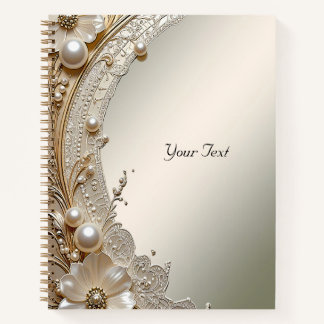 Cuaderno de Flores Blancas Modernas Perlas
