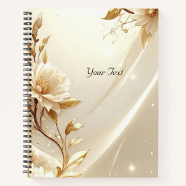 Cuaderno de Flores Blancas y Doradas