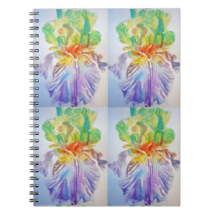 Cuaderno de flores con patrón de lirio amarillo pú