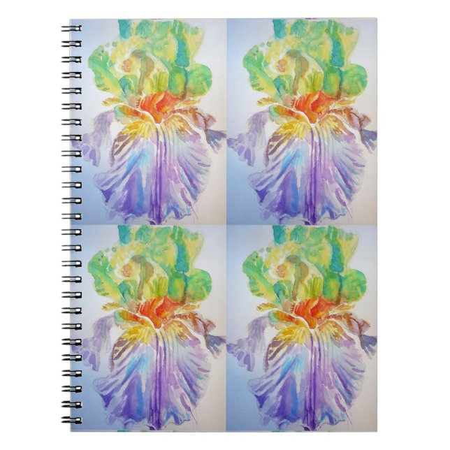 Cuaderno de flores con patrón de lirio amarillo pú (Frente)