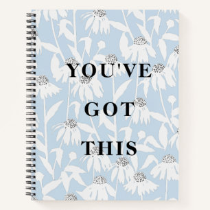 Cuaderno De Flores Cosmos Con La Frase "Tú Puedes"