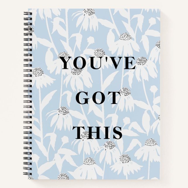 Cuaderno De Flores Cosmos Con La Frase "Tú Puedes" (Anverso)