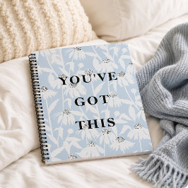 Cuaderno De Flores Cosmos Con La Frase "Tú Puedes"