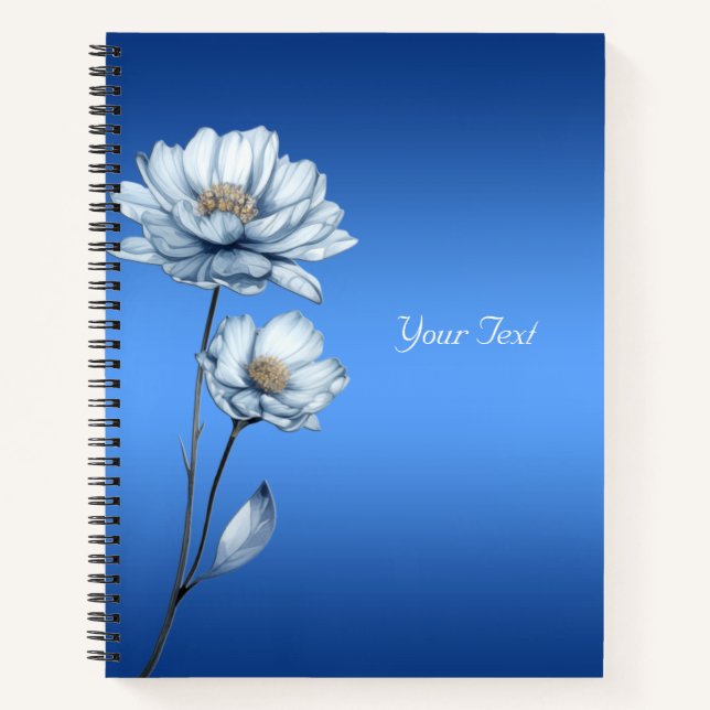 Cuaderno de Flores de Acuarela Azul (Anverso)