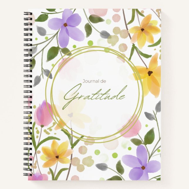 Cuaderno de Flores de Acuarela para Reflexión Diar (Anverso)