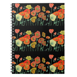 Cuaderno de flores de amapola naranja