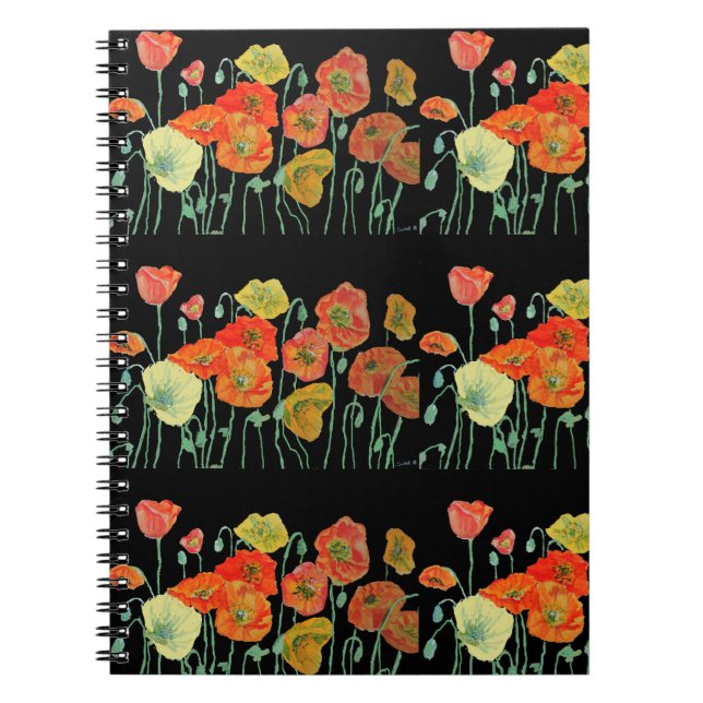 Cuaderno de flores de amapola naranja (Frente)