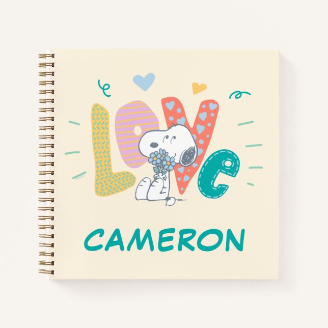 Cuaderno de flores de amor de Snoopy | Cacahuetes (Anverso)