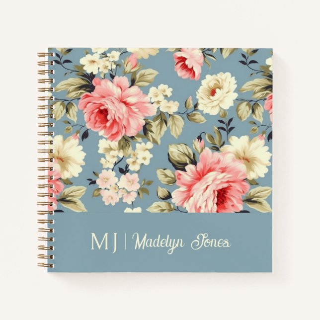 Cuaderno de Flores de Campo Francés Monograma (Anverso)