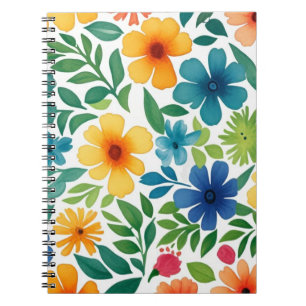 Cuaderno de flores de color de agua colorida