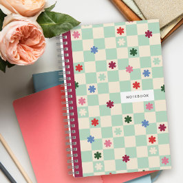 Cuaderno de flores de estrellas con patrón de dame