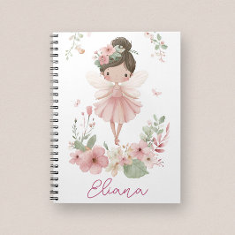 Cuaderno de flores de hada con nombre personalizad