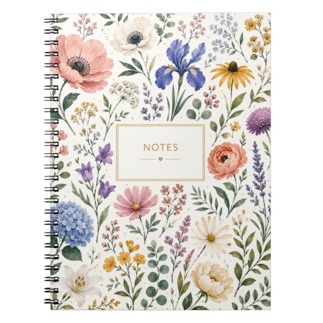 Cuaderno de flores de jardín acuarela (Frente)