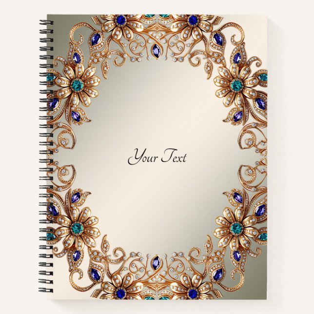 Cuaderno de Flores de Joyas de Oro Elegante (Anverso)
