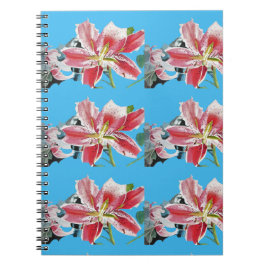 Cuaderno de flores de lirio azul Floral Flores