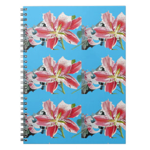 Cuaderno de flores de lirio azul Floral Flores