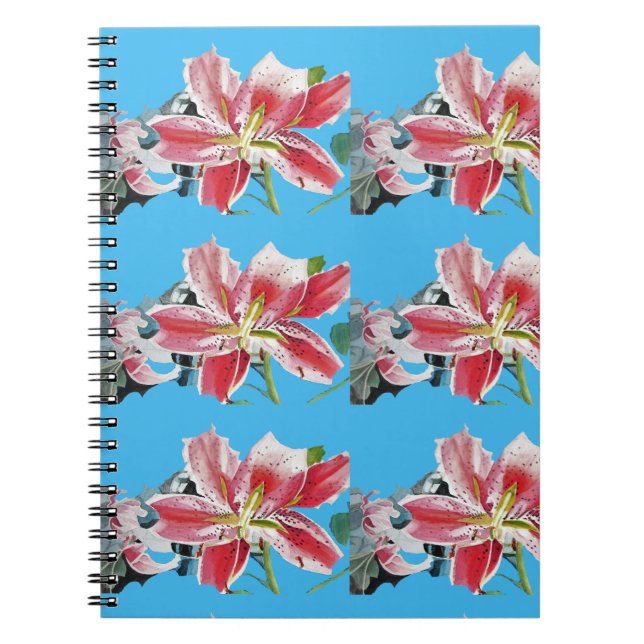 Cuaderno de flores de lirio azul Floral Flores (Frente)