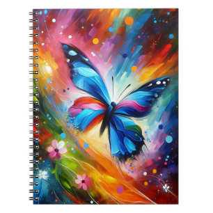 Cuaderno de flores de mariposa de flujo de color