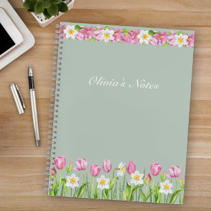 Cuaderno de flores de primavera Tulipanes rosados