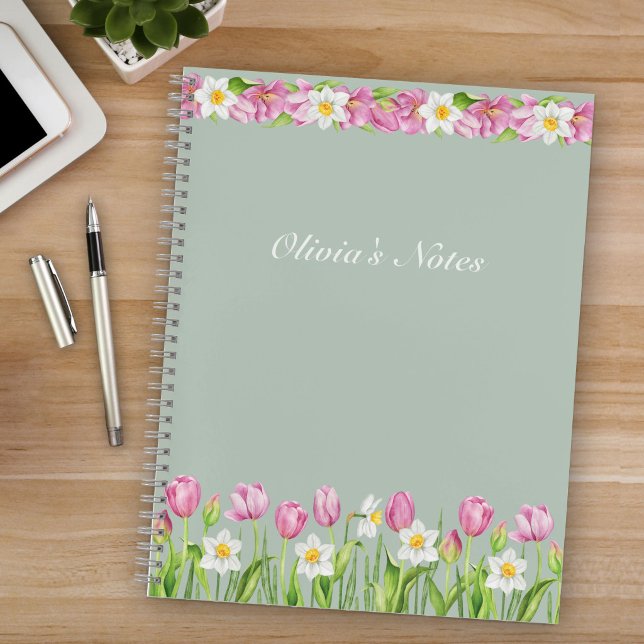 Cuaderno de flores de primavera Tulipanes rosados  (Subido por el creador)