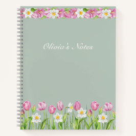 Cuaderno de flores de primavera Tulipanes rosados 