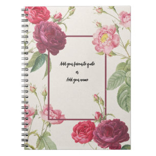 Cuaderno de flores de rosa vintage personalizado