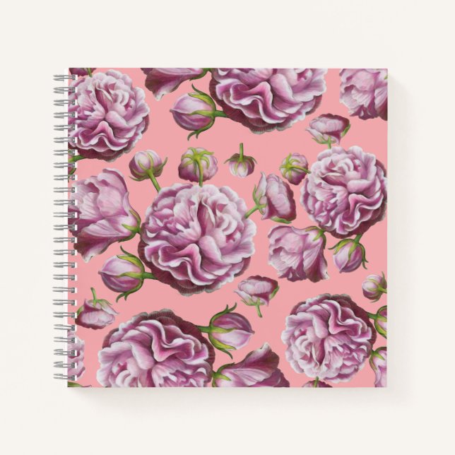 Cuaderno de flores del jardín de camelias rosas (Anverso)