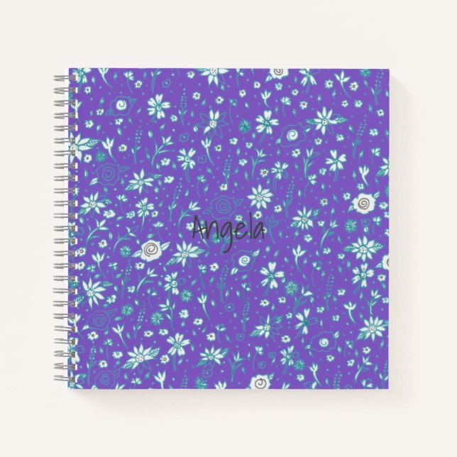 Cuaderno de flores doodle lindo personalizable (Anverso)
