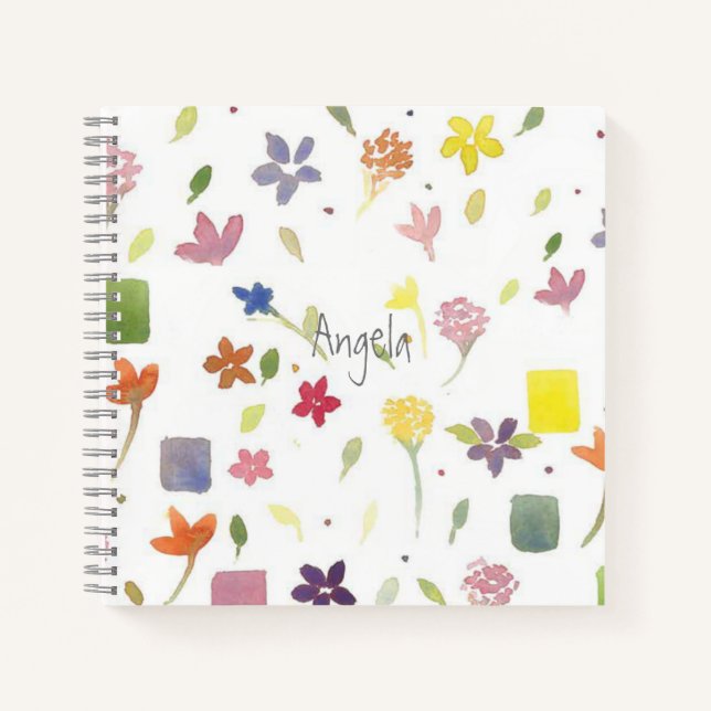 Cuaderno de flores en acuarela bonito y femenino (Anverso)