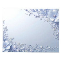 Cuaderno de flores ornamentadas azules con perlas