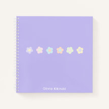 Cuaderno de flores pastel personalizadas púrpura