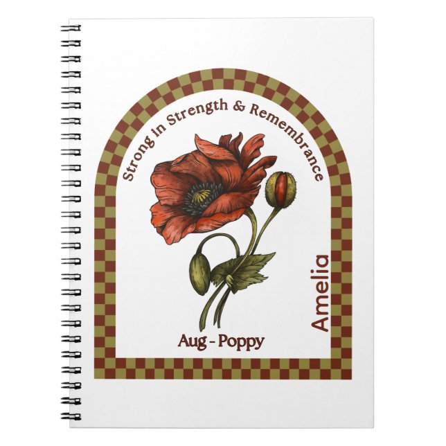 Cuaderno de flores personalizado del mes de agosto (Frente)